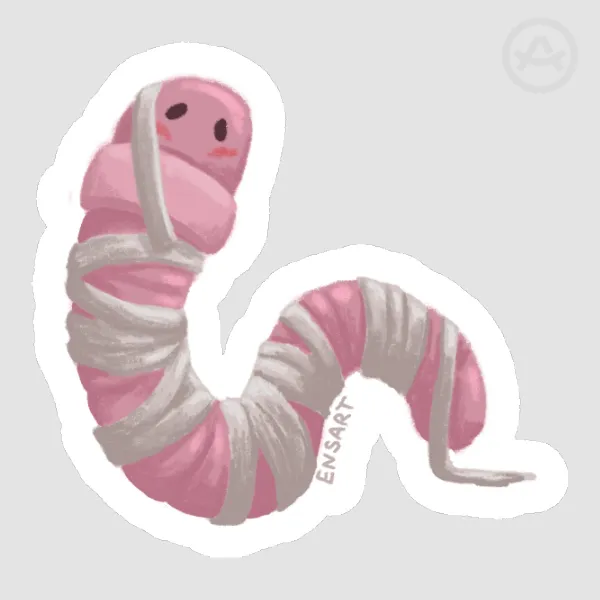 Mummyworm Die Cut Stickers