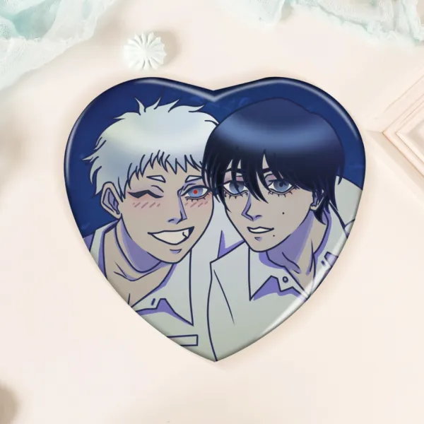 hikaru and yoshiki heart button pin