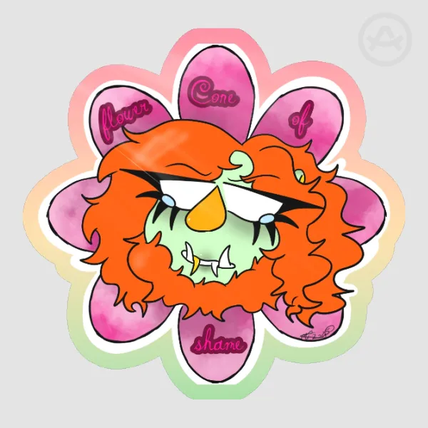 Flower Cone of Shame Dr. Teeth Colored Edge Die Cut Stickers