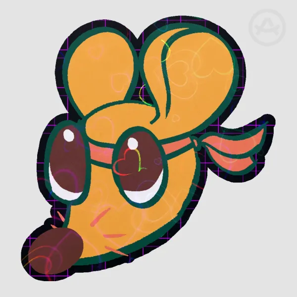 Orange Face Glitter Heart Sticker