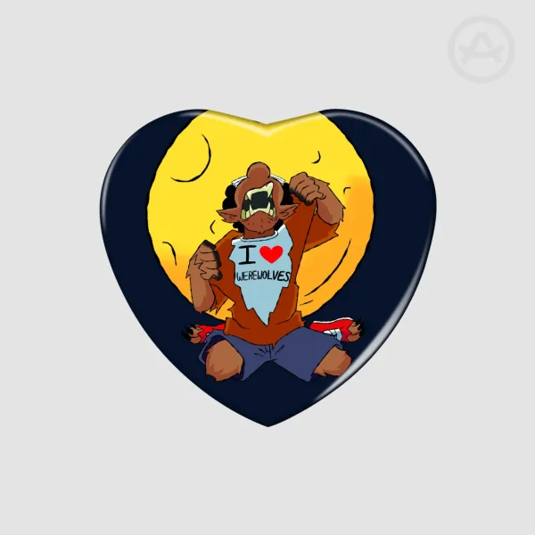 I Love Werewolves! Heart Pin