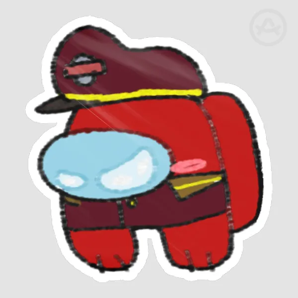 Captain Red|among us show|sticker