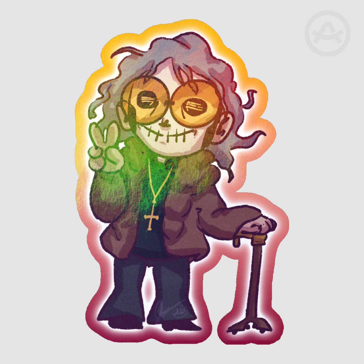 Old Hippie Papa Sticker