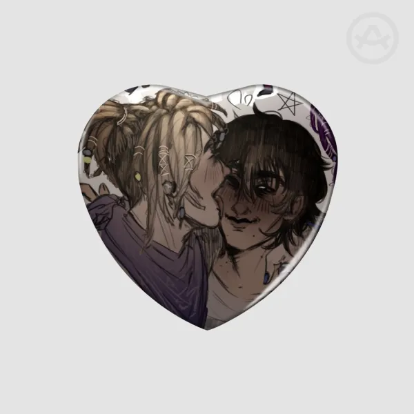 Sean Diaz & Finn McNamara Heart Shape Holographic Badges
