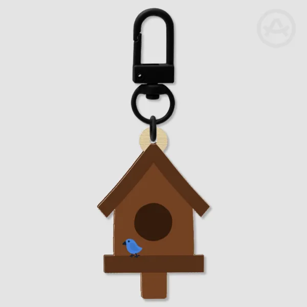 Birdhouse Full Bleed Wooden Keychain