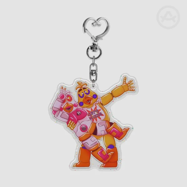 Funtime Chica & Rockstar Chica Epoxy Glitter Acrylic Keychain