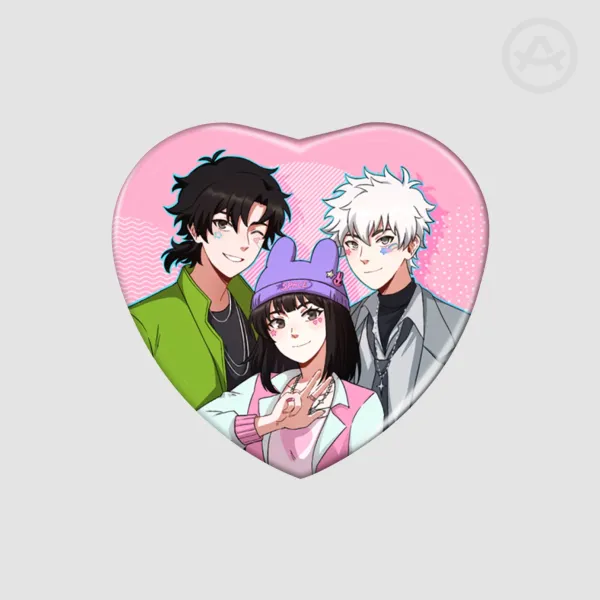 Link Click Trio Heart Shape Holographic Badge