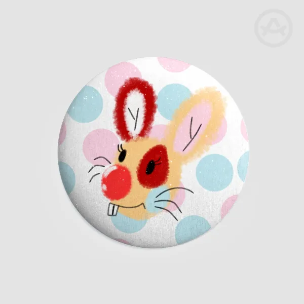 Doodle Bunny Clown Badges (Button Pins)