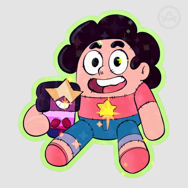 Steven Universe Steven X Garnet  Colored Edge Die Cut Stickers