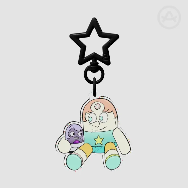 Steven Universe Pearl X Amethyst Glitter Acrylic Keychains