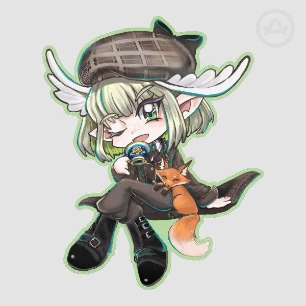Alfhilde Vtuber Academic Outfit Chibi Glossy Sticker