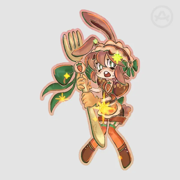 Carrot Cake Original Character Sparkly Sticker