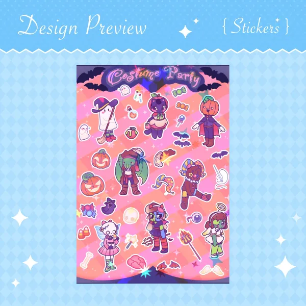Halloween Costume Party Stickers Sheet