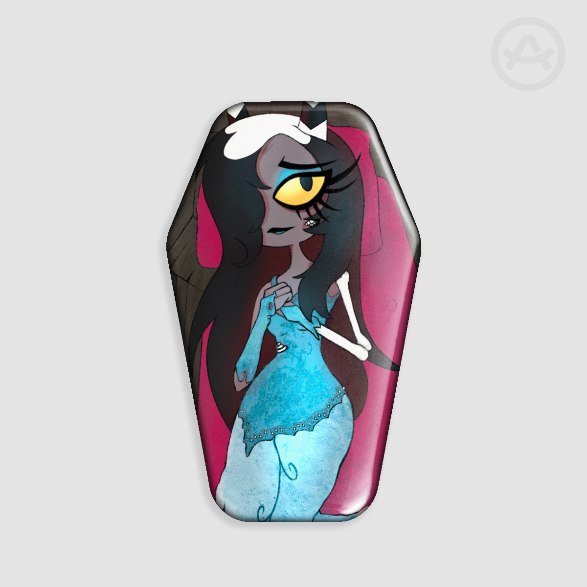 Sallie May Halloween Coffin Badge