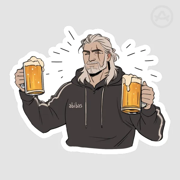 Geralt Two Beers  Big  Sticker