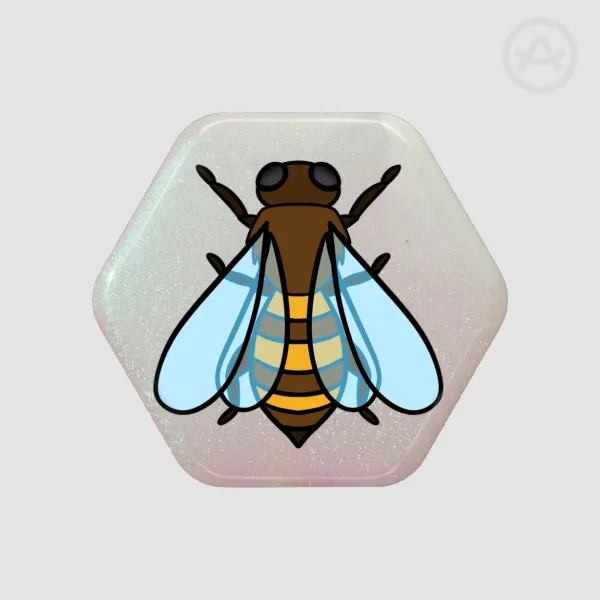 Bee Hexagon Brushed Rainbow Holographic Badge