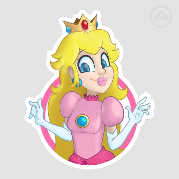 Princess Peach Circle Sticker