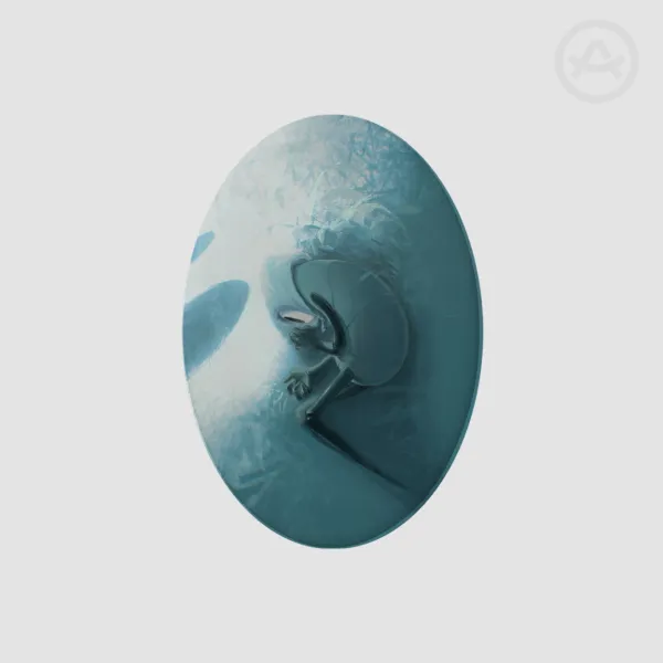 The boy rest from his jorney. Oval Badge