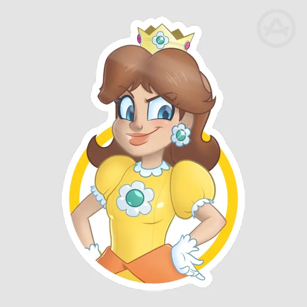 Princess Daisy Circle Sticker