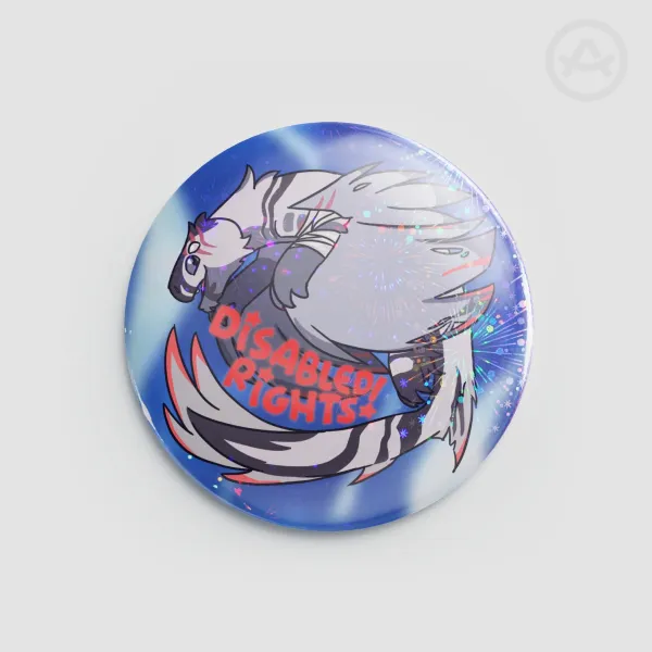 Roblox Creatures of Sonaria / Warden Disabled Rights Caspian Holographic Button Pin