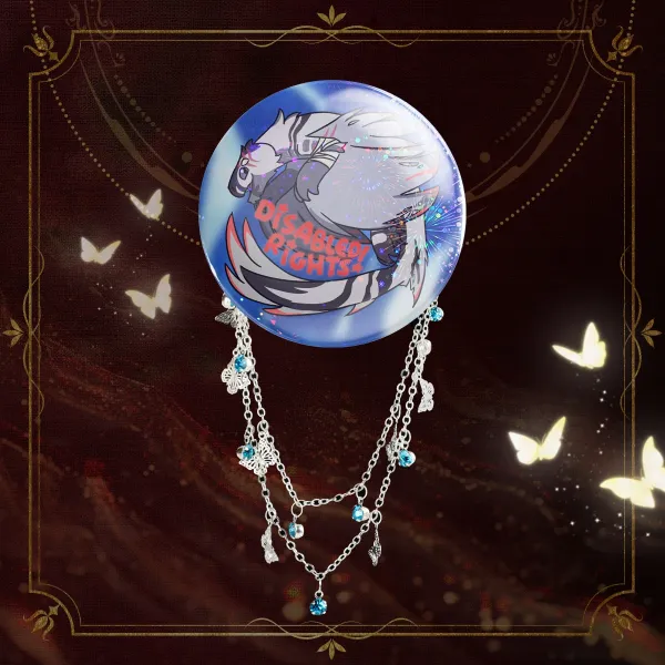 Roblox Creatures of Sonaria / Warden Disabled Rights Caspian Holographic Button w/ Chains