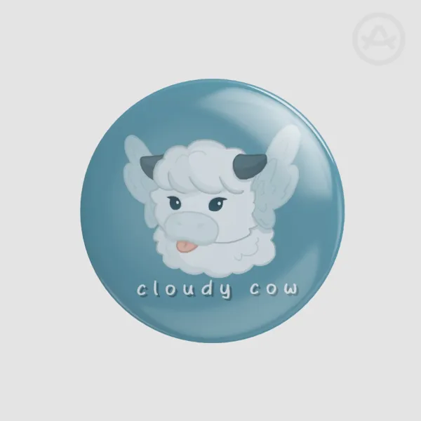 Cloudy Cow logo - Round Badge (Button Pin)