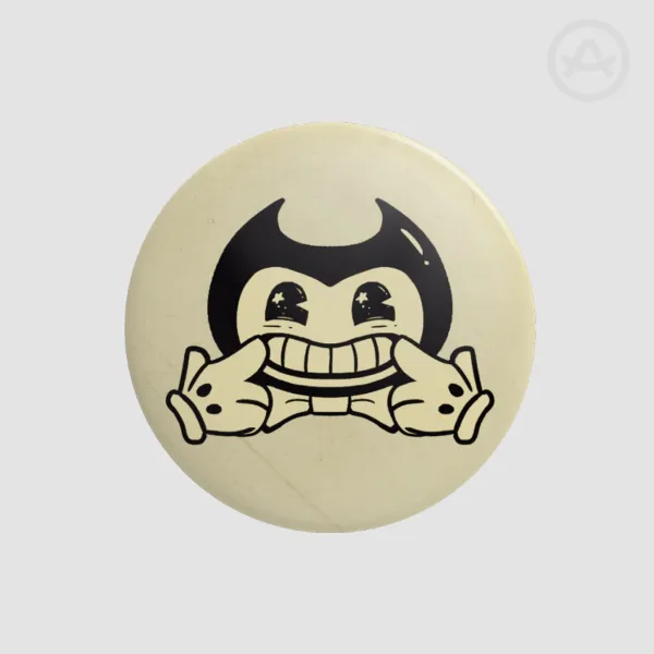 [Bendy] Smiling Bendy Button Pin 44mm