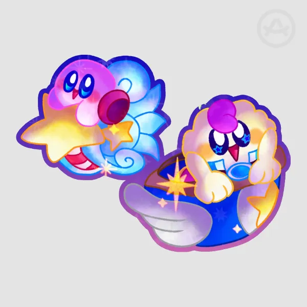 Kirby and Mallow on Starships Sticker
