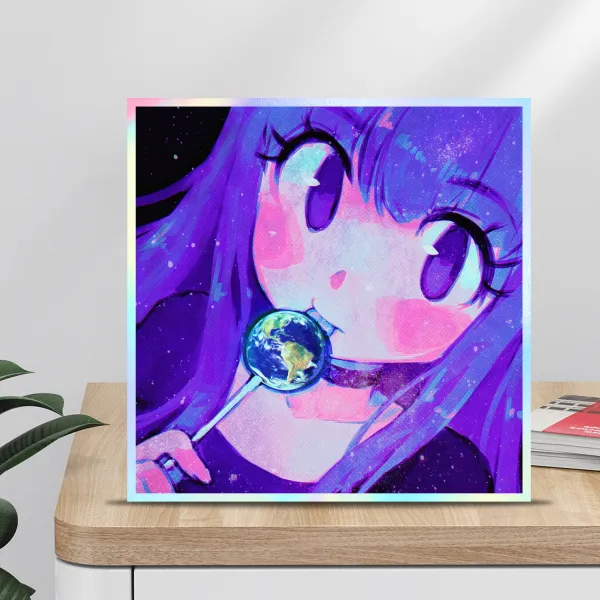 Earth Lollipop Art Board with Rainbow-Edged