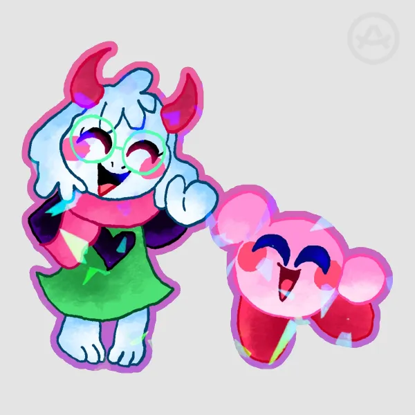 Happy Ralsei and Kirby Sticker