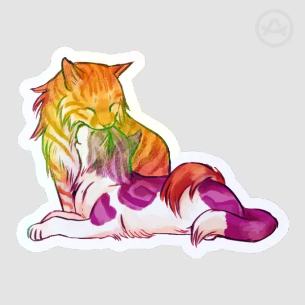 Lesbian Cats Sticker (Rainbow Laminate)