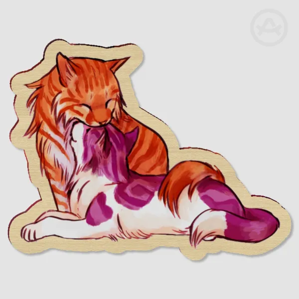 Lesbian Cats Wooden Pin