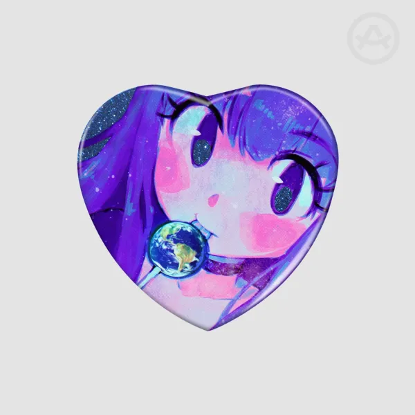 Earth Lollipop Heart Shape Badge