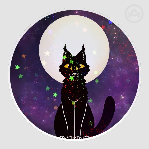 Moon Cat holographic sticker