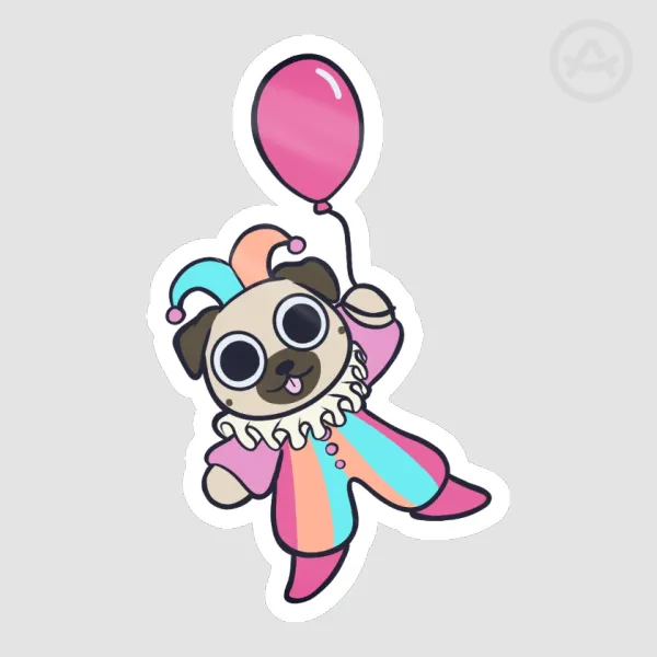 Balloon pug Die Cut Sticker