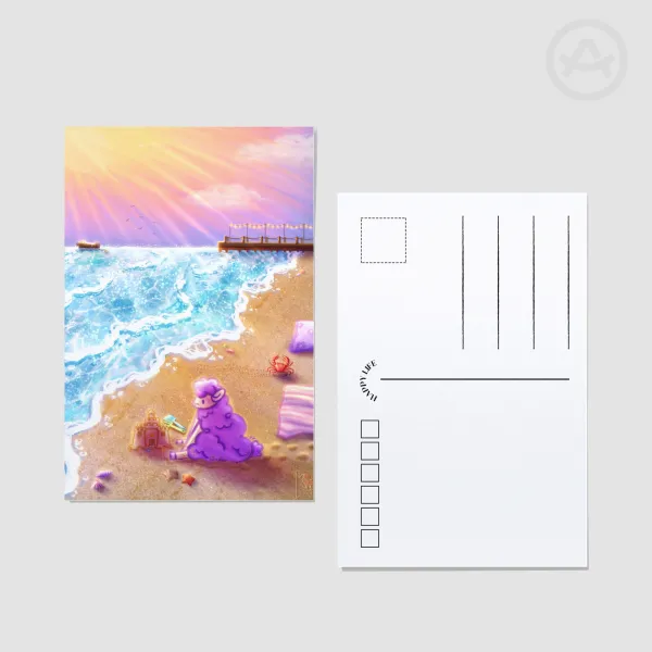 Cute summer original illustration postcard