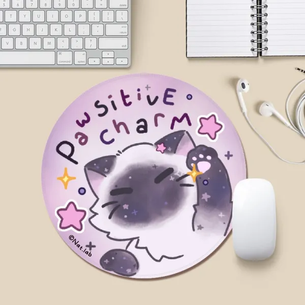 mite meow space cat Round Mouse Pad