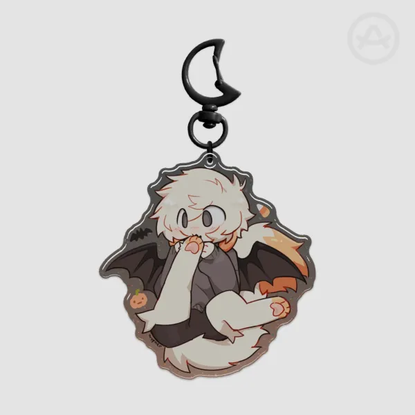Sparkling black moon Vampire Furry wypher keychain