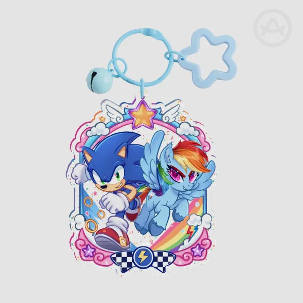 Sonic x Rainbow Dash Glitter Acrylic Keychain