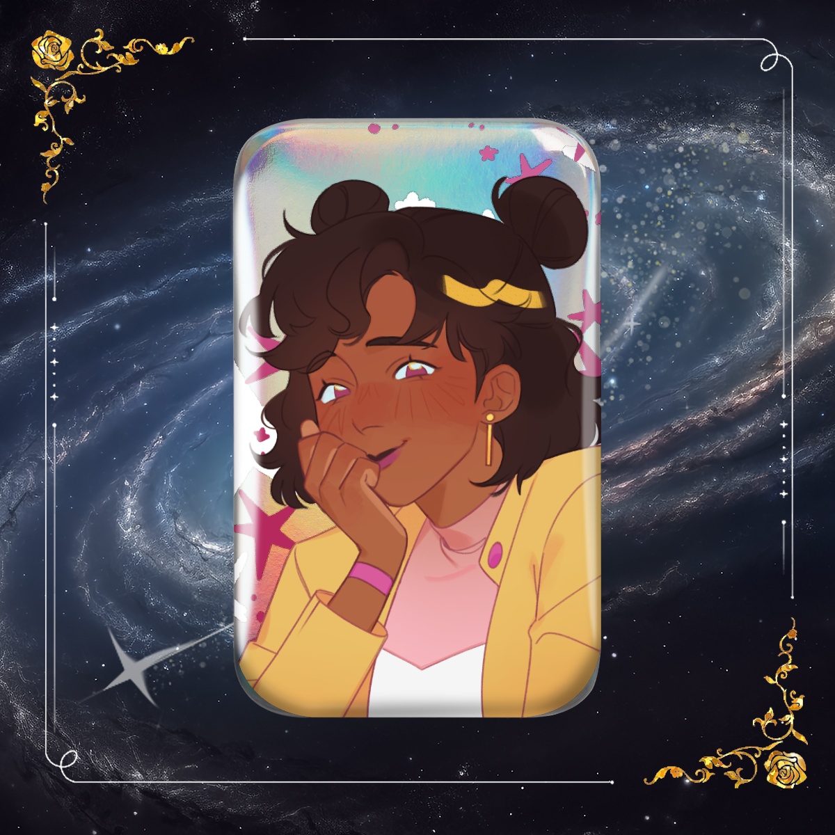 FIELDS OF MISTRIA Holographic Rectangular Badge - Reina