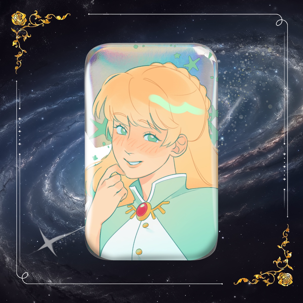 FIELDS OF MISTRIA Holographic Rectangular Badge - Celine