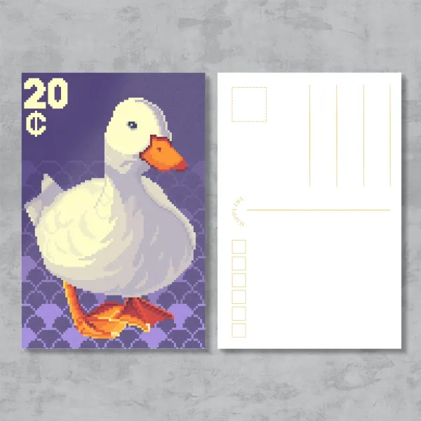 Duck Pixel Art Postcard