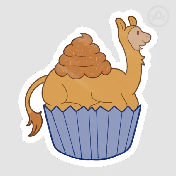 Caramel Camel Cupcake: Glossy Die Cut Sticker