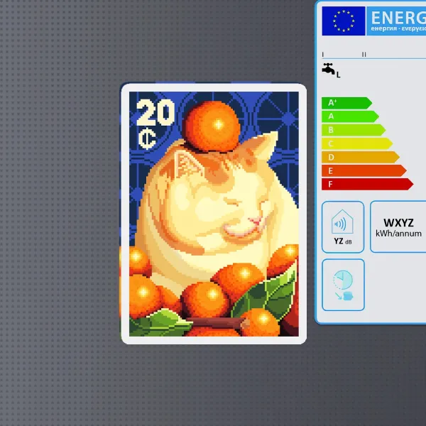 Persimmon Cat Pixel Art Fridge Magnet