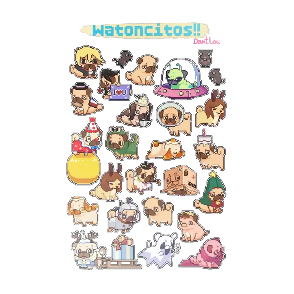 Pugs for everyone! (watoncitos!) Sticker sheet