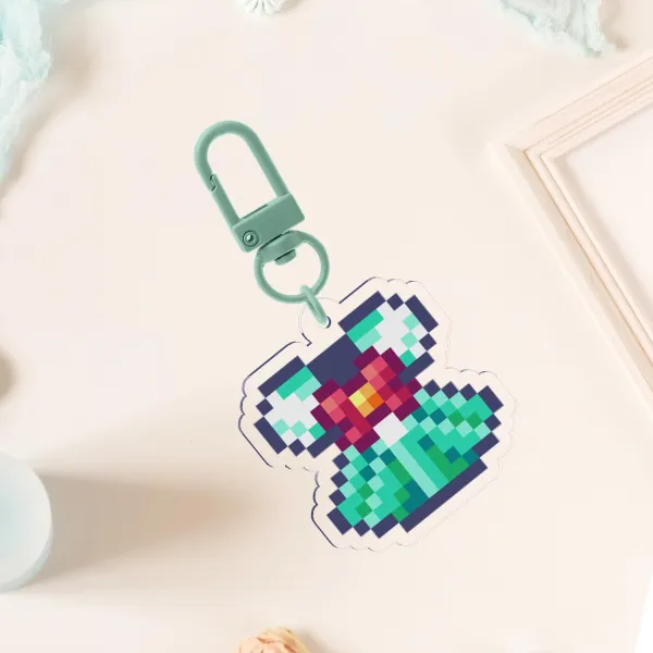 Turquoise Seifuku Pixel Art Acrylic Keychain