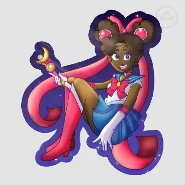 Black Sailor Moon: Glossy Die Cut Sticker