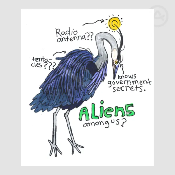 HERON OR ALIEN sticker