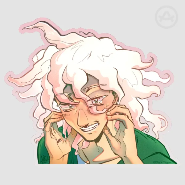 Nagito Komaeda Heart Pose Clear PET Vinyl Die Cut Stickers