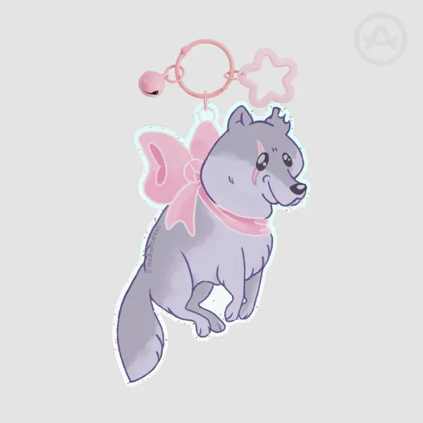 GLITTER Mollie Momma Wolf 1090-F Colored Edge Acrylic Keychains